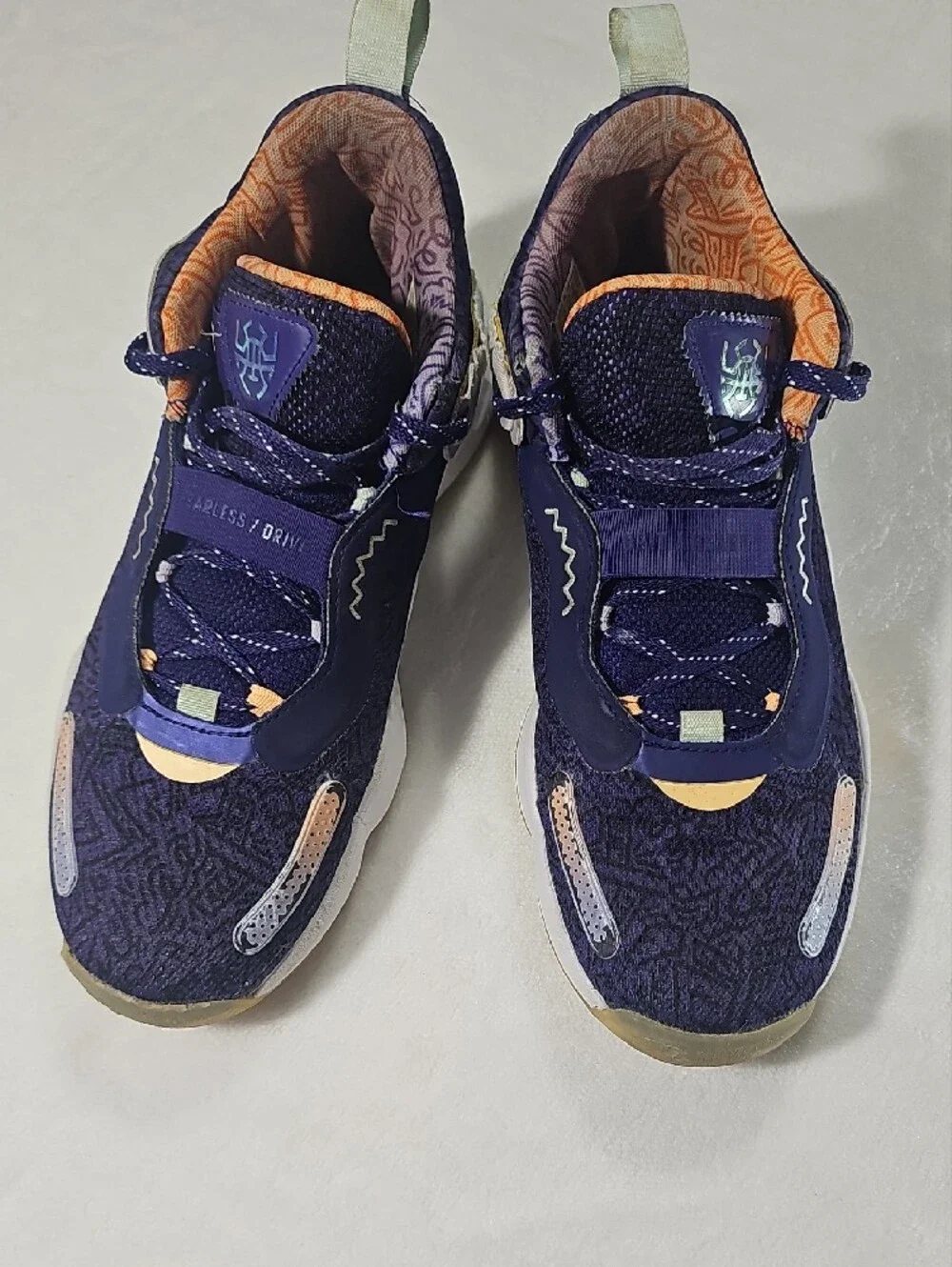 Adidas Men's Sneakers in Purple with Orange and Mint Accents